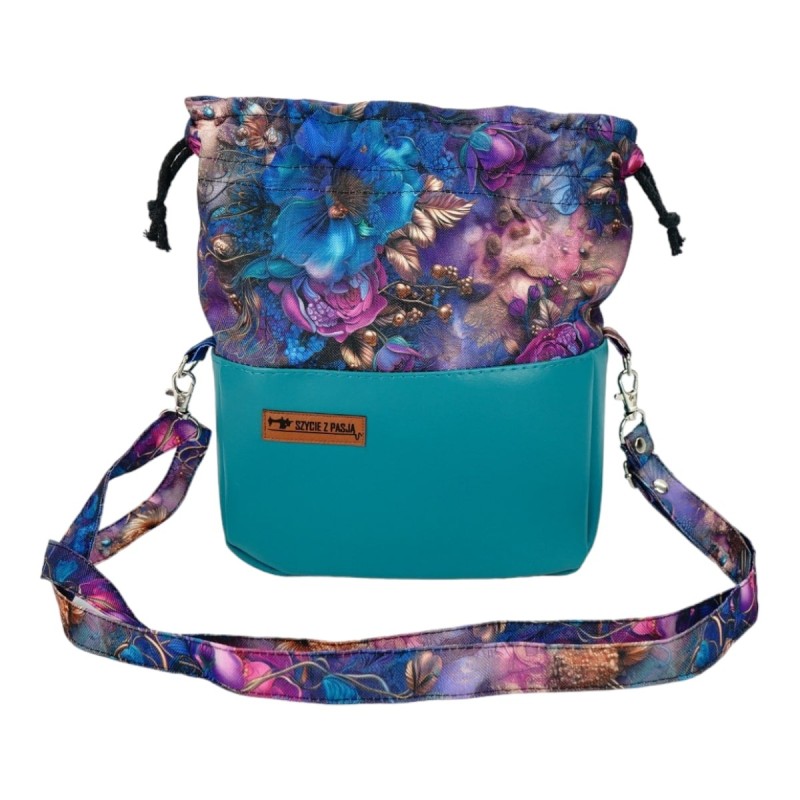 Szycie z pasją|Torebka Chabrowe Kwiaty Mała Sakiewka|Torebki Małe Kolorowe|SZYCIE Z PASJĄ