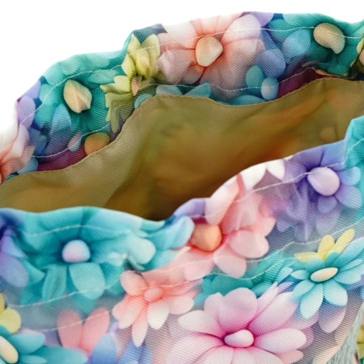 Torebka Sakiewka Sztruksowa Zielona z Motywem Pastelowych Kwiatów – Handmade Torebka Sakiewka Sztruksowa Zielona z Motywem Pastelowych Kwiatów – Handmade