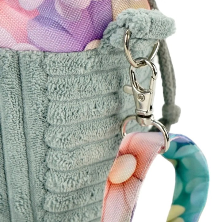 Torebka Sakiewka Sztruksowa Zielona z Motywem Pastelowych Kwiatów – Handmade Torebka Sakiewka Sztruksowa Zielona z Motywem Pastelowych Kwiatów – Handmade