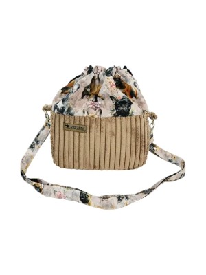 rebka Sakiewka Sztruksowa Brązowa z Motywem Buldogi Francuskie  – Handmade