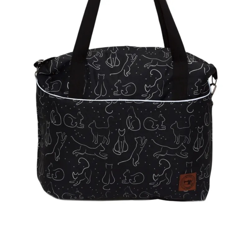 Szycie z pasją|Torbo Plecak Damski 3w1 - Koty na czarnym tle|Plecaki Damskie Kolorowe|SZYCIE Z PASJĄ