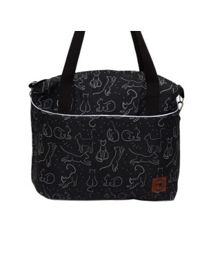 Szycie z pasją|Torbo Plecak Damski 3w1 - Koty na czarnym tle|Plecaki Damskie Kolorowe|SZYCIE Z PASJĄ