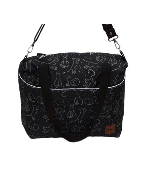 Torbo Plecak Damski 3w1 - Koty na czarnym tle