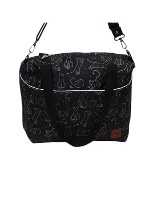 Szycie z pasją|Torbo Plecak Damski 3w1 - Koty na czarnym tle|Plecaki Damskie Kolorowe|SZYCIE Z PASJĄ