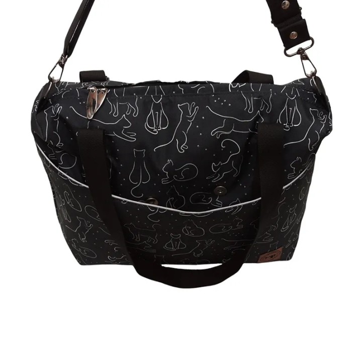Torbo Plecak Damski 3w1 - Koty na czarnym tle Torbo Plecak Damski 3w1 - Koty na czarnym tle