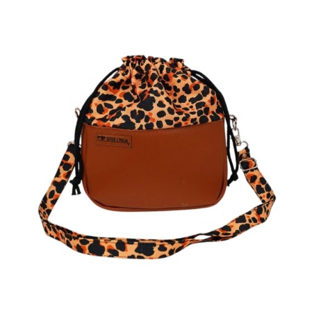 Sakiewka Torebka Safari - Brązowa w Modne Cętki