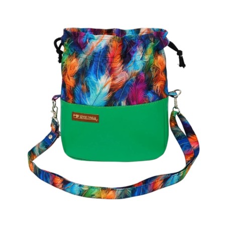 Torebka z Piórkami - Zielona Modna Sakiewka