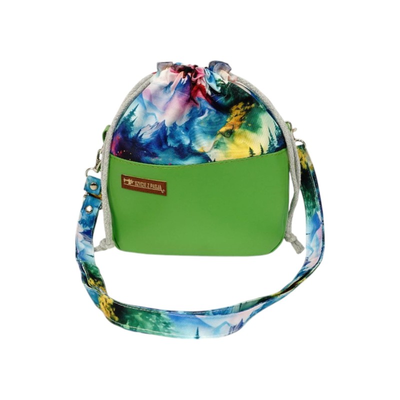 torebka damska handmade w stylu worek z motywem lasu