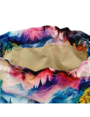 szczegóły materiału torebki worek leśna akwarela