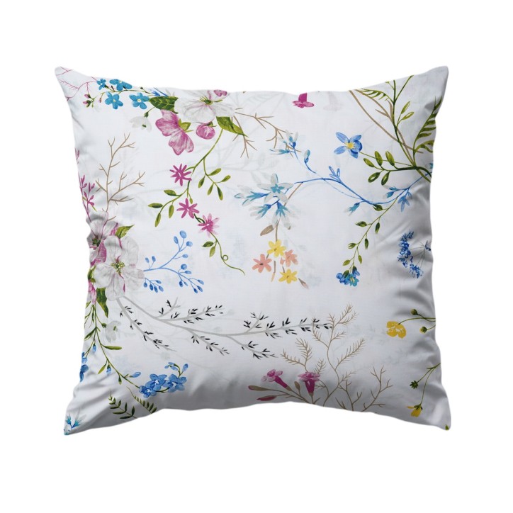 Bawełniana Poszewka Na Poduszkę – Kolorowe Kwiaty i Liście Bawełniana Poszewka Na Poduszkę – Kolorowe Kwiaty i Liście