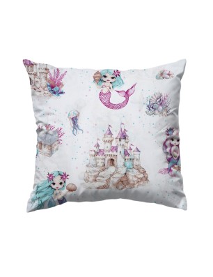 Szycie z pasją|Bawełniana Poszewka Na Poduszkę – syrenki i podwodny zamek|Poszewki Bawełniane|SZYCIE Z PASJĄ