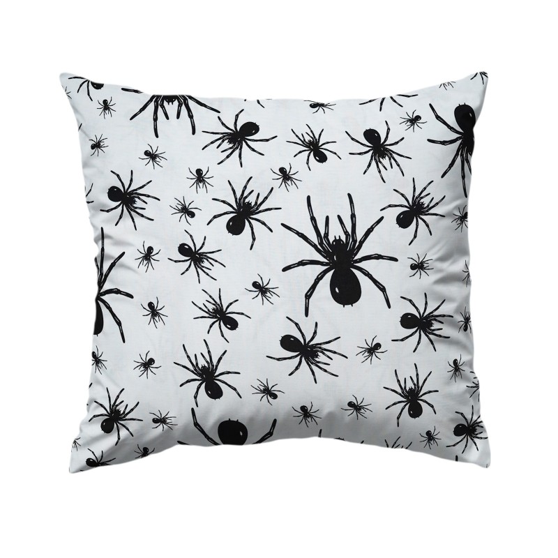 Szycie z pasją|Bawełniana Poszewka Na Poduszkę – Czarne Pająki na Białym Tle|Poszewki Bawełniane|SZYCIE Z PASJĄ