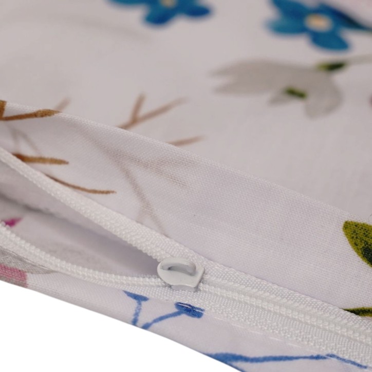 Bawełniana Poszewka Na Poduszkę – Kolorowe Kwiaty i Liście Bawełniana Poszewka Na Poduszkę – Kolorowe Kwiaty i Liście