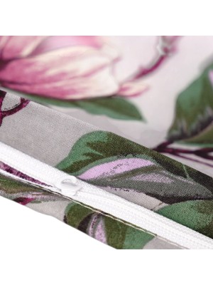 Bawełniana Poszewka Na Poduszkę – Wzór Magnolii Na Szarym Tle