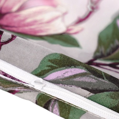 Bawełniana Poszewka Na Poduszkę – Wzór Magnolii Na Szarym Tle