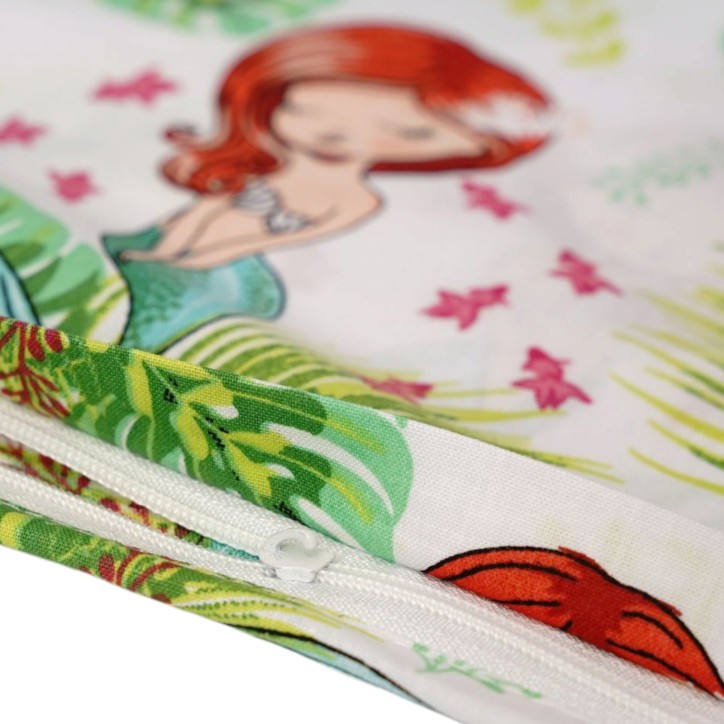 Bawełniana Poszewka Na Poduszkę – Syrenka i Tropikalne Liście
