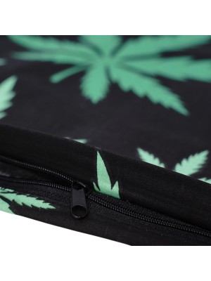 Bawełniana Poszewka Na Poduszkę – Zielone Liście Konopi