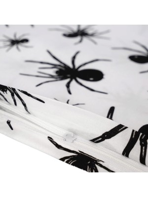 Bawełniana Poszewka Na Poduszkę – Czarne Pająki na Białym Tle