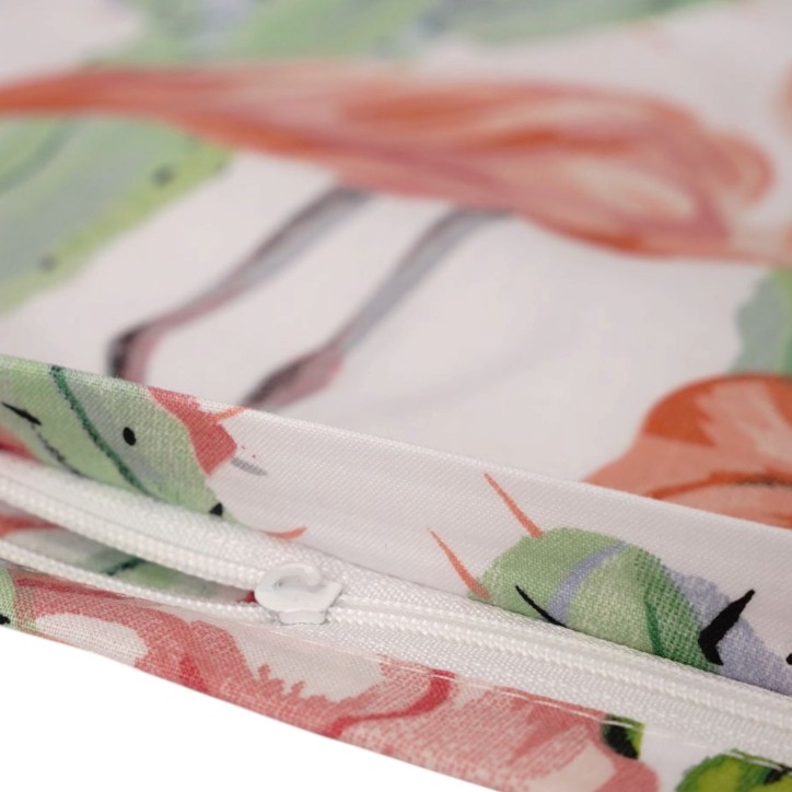 Bawełniana Poszewka Na Poduszkę – Flamingi, Kwiaty i Kaktusy