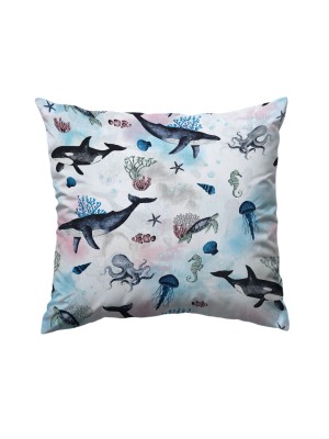 Bawełniana Poszewka Na Poduszkę – Podwodny Świat Wielorybów