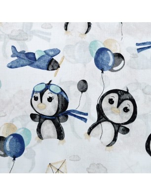 dziecięca poszewka dekoracyjna – pingwiny w locie