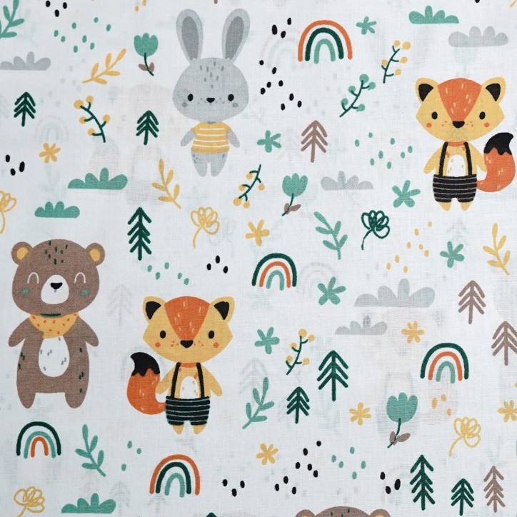 Bawełniana Poszewka Na Poduszkę 40x40 – Miś, Lisek i Króliczek