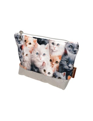 kolorowa kosmetyczka z kocim wzorem do torebki
