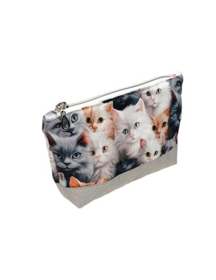mini kosmetyczka z poliestru – motyw kotów