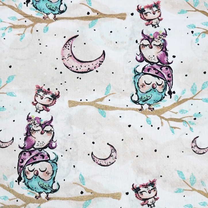 Bawełniana Poszewka Na Poduszkę 50x50 – Pastelowe Sówki i Księżyce Bawełniana Poszewka Na Poduszkę 50x50 – Pastelowe Sówki i Księżyce