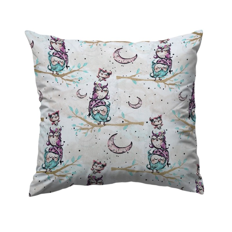 poszewka bawełniana pastelowe sówki i księżyce
