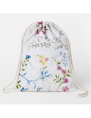 Szycie z pasją|Plecak Worek Bawełniany dla dzieci 35x45 - Kolorowe Kwiaty i Liście|Worki do przedszkola|SZYCIE Z PASJĄ