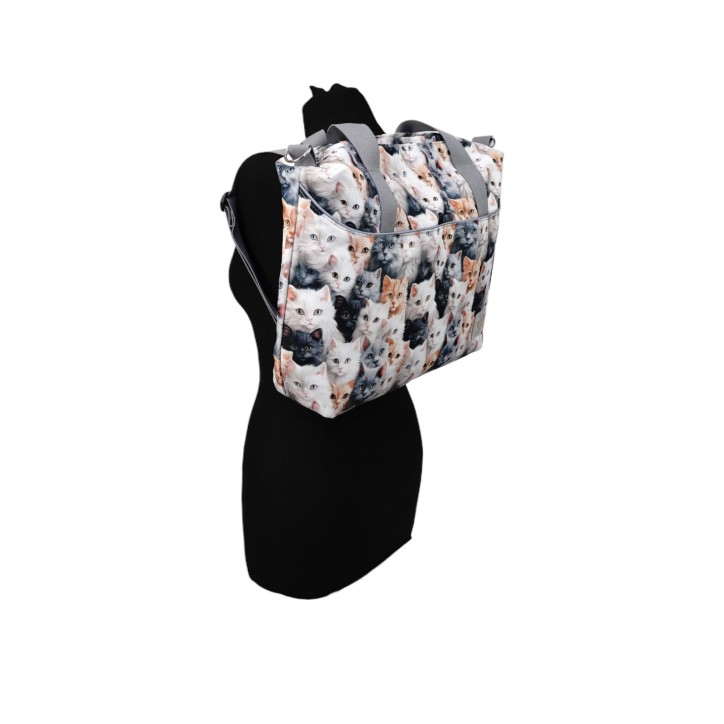 Torbo Plecak Damski 3w1 z motywem kotów Torbo Plecak Damski 3w1 z motywem kotów