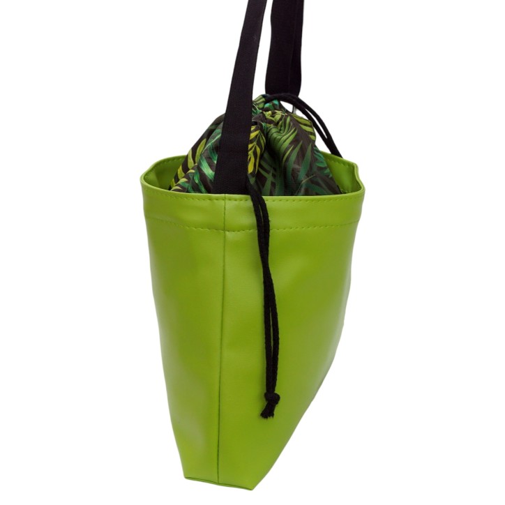 Torebka zielona z motywem dżungli – torba damska z kominem handmade