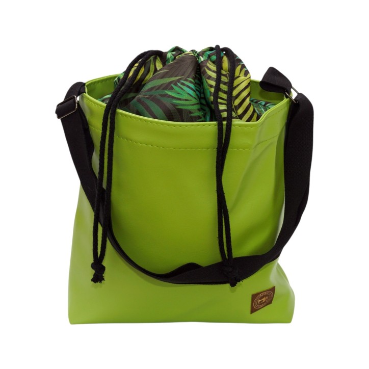 Torebka zielona z motywem dżungli – torba damska z kominem handmade