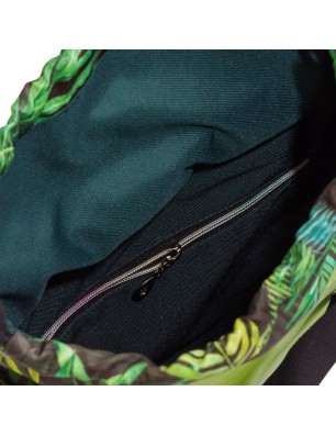 Szycie z pasją|Torebka zielona z motywem dżungli – torba damska z kominem handmade|Kolorowe Torby na ramię|SZYCIE Z PASJĄ