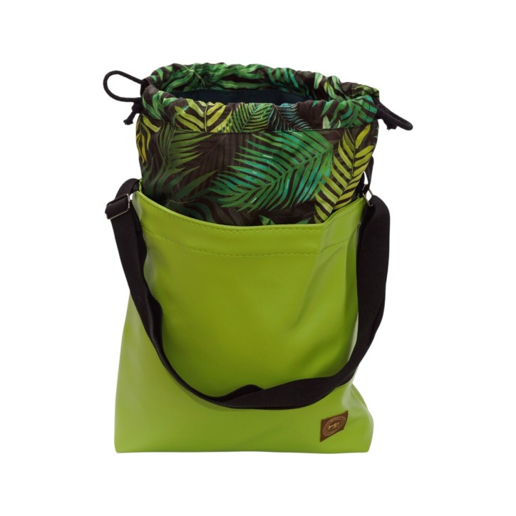 Torebka zielona z motywem dżungli – torba damska z kominem handmade