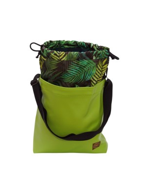 Szycie z pasją|Torebka zielona z motywem dżungli – torba damska z kominem handmade|Kolorowe Torby na ramię|SZYCIE Z PASJĄ