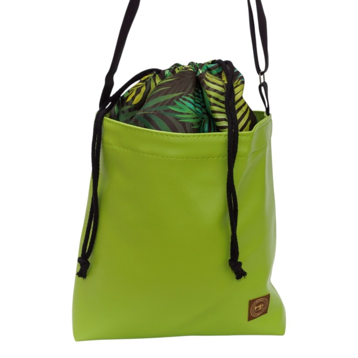 Torebka zielona z motywem dżungli – torba damska z kominem handmade