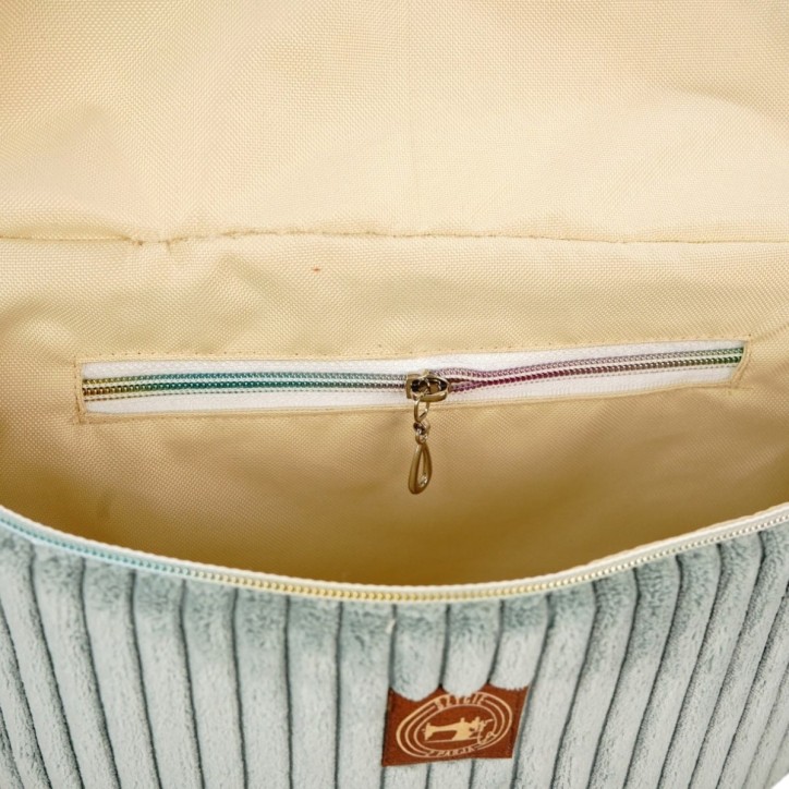 Torebka-Nerka Sztruksowa Miętowa z motywem pastelowych kwiatów – handmade