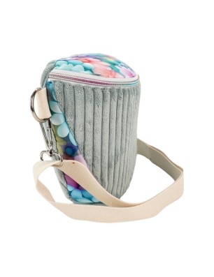 Szycie z pasją|Torebka-Nerka Sztruksowa Miętowa z motywem pastelowych kwiatów – handmade|Torebko Nerki Sztruksowe|SZYCIE Z PASJĄ