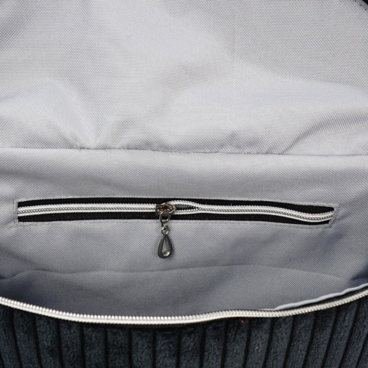 Torebka-Nerka Sztruksowa Czarna z Motywem Kota – Księżycowy Kot - Handmade