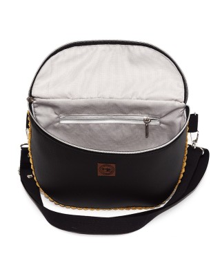 Szycie z pasją|Torebka-Nerka Czarna z Sztruksem Musztardowym – Handmade|Torebko Nerki Sztruksowe|SZYCIE Z PASJĄ