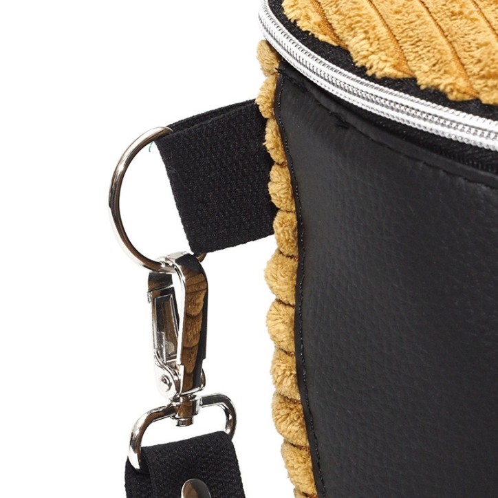 Torebka-Nerka Czarna z Sztruksem Musztardowym – Handmade