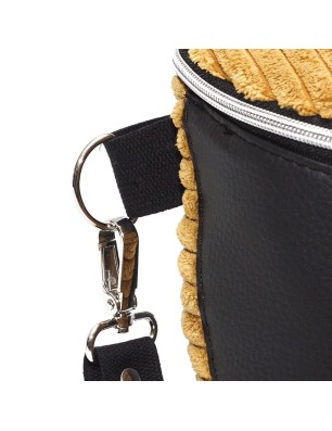 Szycie z pasją|Torebka-Nerka Czarna z Sztruksem Musztardowym – Handmade|Torebko Nerki Sztruksowe|SZYCIE Z PASJĄ