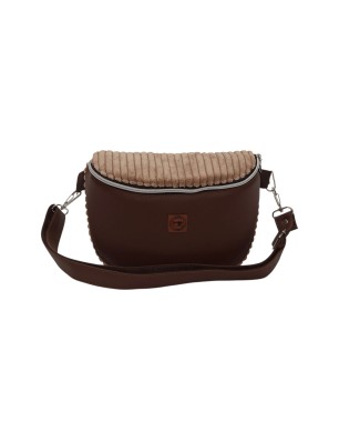 Torebka-Nerka z Brązowej Ekoskóry i Jasnobrązowego Sztruksu – Handmade