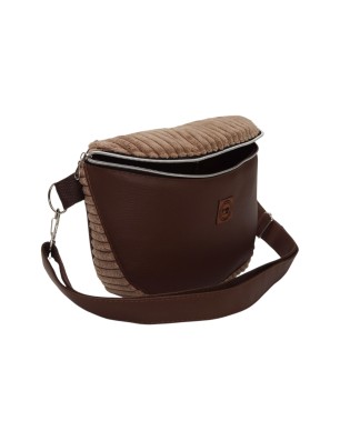 Szycie z pasją|Torebka-Nerka z Brązowej Ekoskóry i Jasnobrązowego Sztruksu – Handmade|Torebko Nerki Sztruksowe|SZYCIE Z PASJĄ