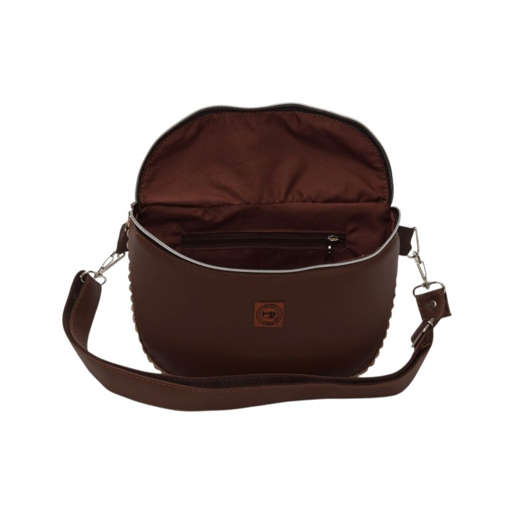 Torebka-Nerka z Brązowej Ekoskóry i Jasnobrązowego Sztruksu – Handmade Torebka-Nerka z Brązowej Ekoskóry i Jasnobrązowego Sztruksu – Handmade