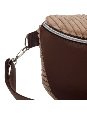 Szycie z pasją|Torebka-Nerka z Brązowej Ekoskóry i Jasnobrązowego Sztruksu – Handmade|Torebko Nerki Sztruksowe|SZYCIE Z PASJĄ