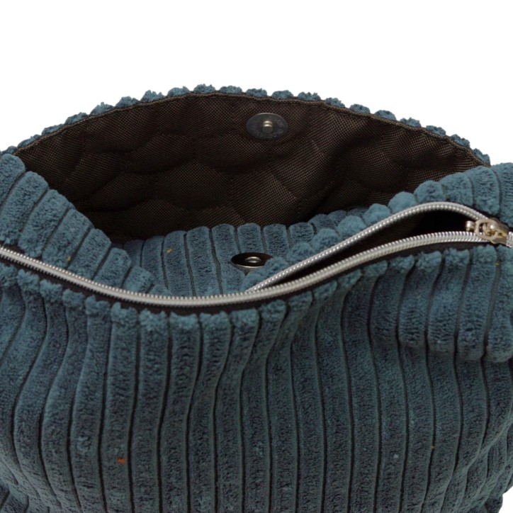 Torebka Sztruksowa Zielono-Niebieska z Kieszonką na Magnes – Handmade