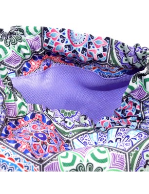 Szycie z pasją|Torebka Sakiewka Niebieska z Geometrycznym Wzorem – Handmade|Torebki Małe Kolorowe|SZYCIE Z PASJĄ